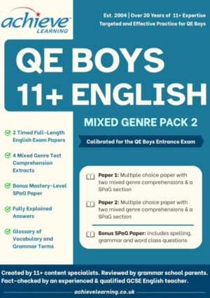 QE Boys 11+ English Practice Pack – Mixed Genres (Set 2)