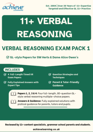 11+ Verbal Reasoning Exam Pack 1